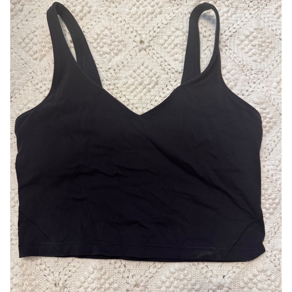 Lululemon Align Tank Top Black Nulu Yoga Workout Crop Bra Top Size 8 LW1CW4S
